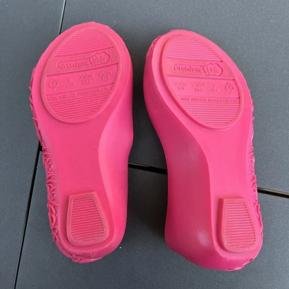 Grendene Kids Barbie Floral Pink Slip On Jelly Flats Shoes Toddler Girls Size 9